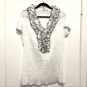 Cato Women's Fashion White Ruffle Chiffon Top